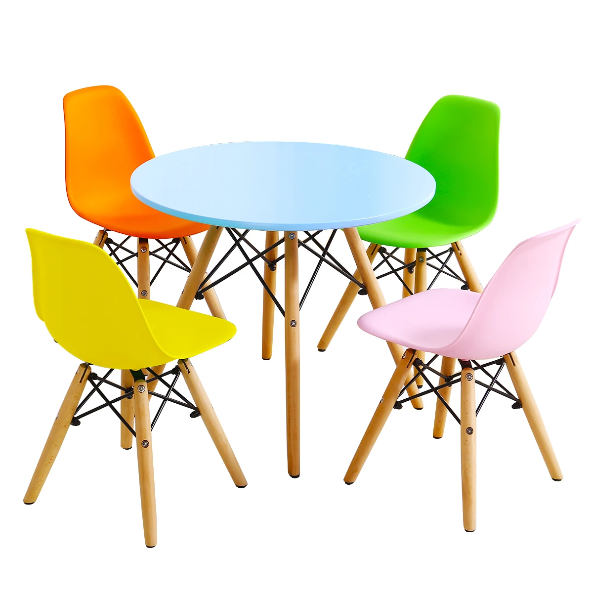 Ensemble de Table et chaise pour enfants, Table de jeu Simple du milieu du siècle avec 4 chaises pour tout-petits