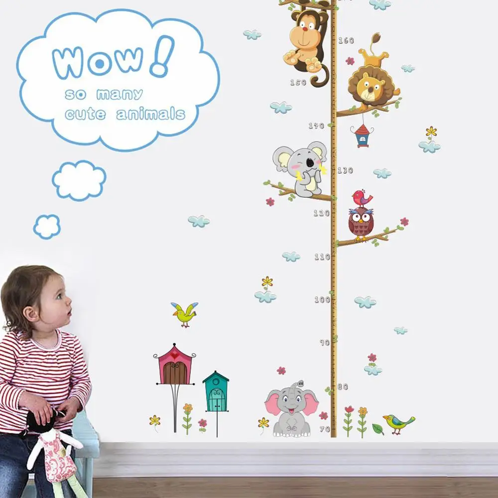 Cartoon Height Measure Wall Sticker for Kids Rooms Child Growth Ruler Stickers Gauge Growth Chart School Decals Nursery Bedroom