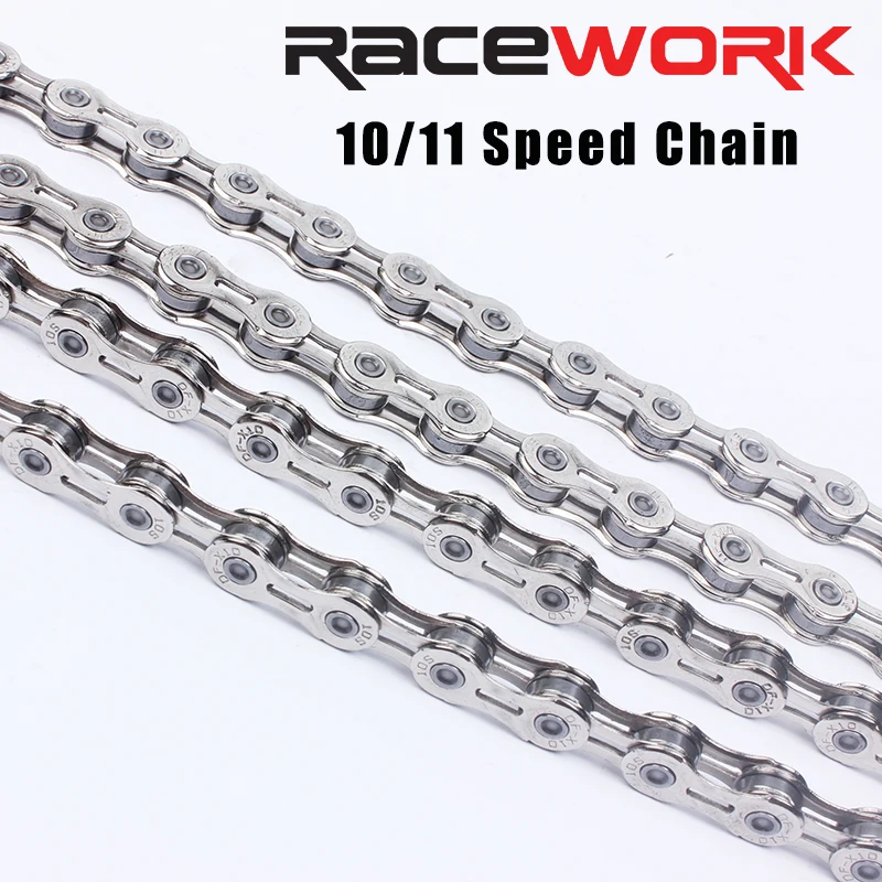 RACEWORK Bike Chain Half Hollow 116L Mountain Road Bicycle Chains 8 9 10 11 Speed Silver For Shimamo SRAM Campagnolo