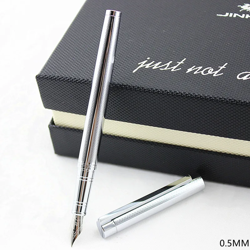 

Jinhao 126 Classic Silver Fountain Pen with 0.5mm Iridium Nib The Best Business Gift Pen Metal Ink Pens