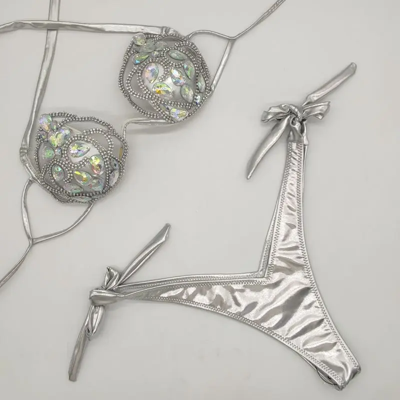 2020 venus wakacje diamentowe bling kamienie bikini set drążą strój kąpielowy seksowne damskie stroje plażowe gorąca sprzedaży biquini