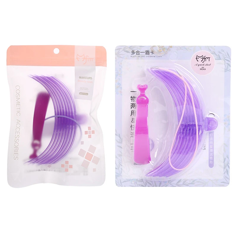 8Pcs Reusable Three-dimensional Handheld Eyebrow Card Head Rope Modified Eyebrow Mold Durable PVC Thrush Template Makeup Tools