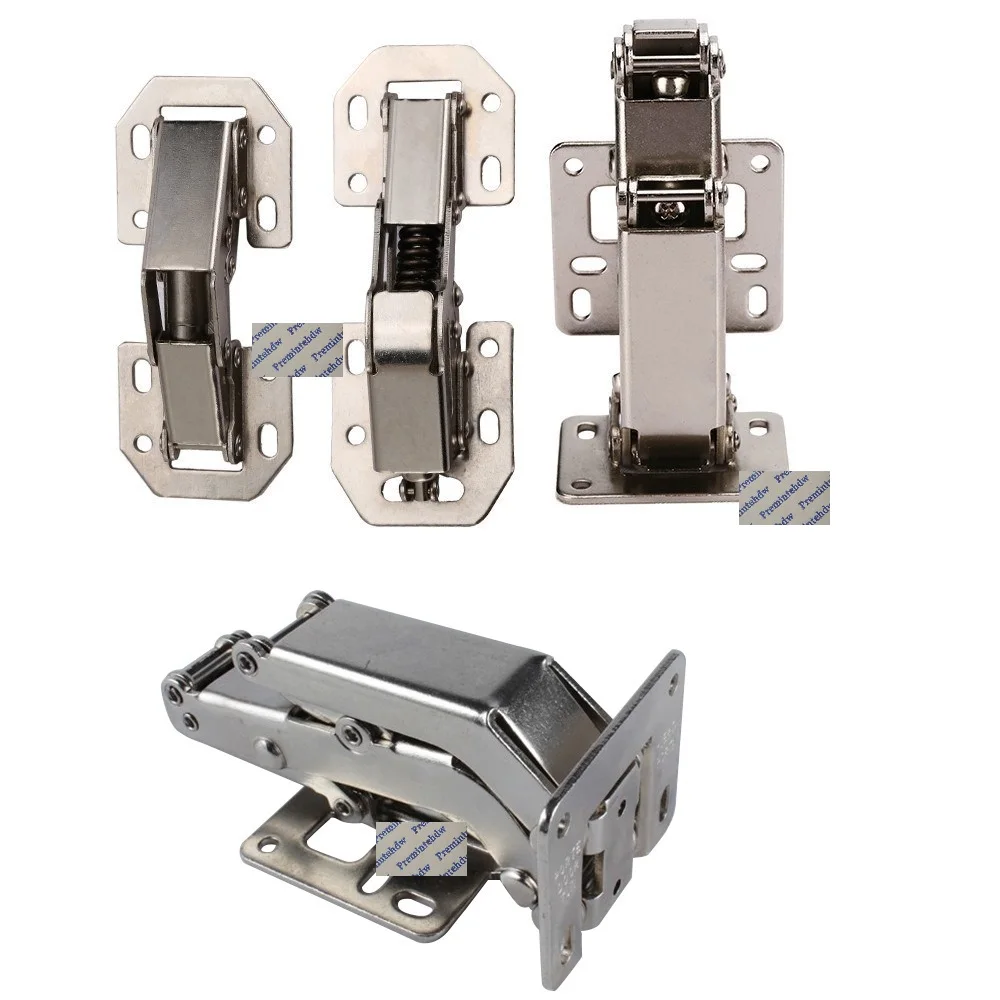 2Pcs Face Mount Non-Mortise Concealed  90 170 Degrees Open Spring Furniture Cupboard Hinge Regular Soft Close Hydraulic