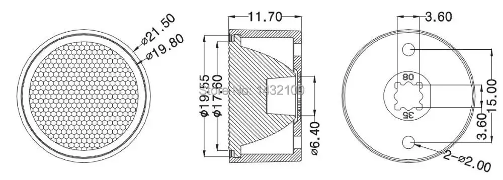 45degree-Diameter 21.5mm LED lens for CREE XPE|XTE,Luxeon T,SeoulZ5P LEDs(HX-CPM-45L)