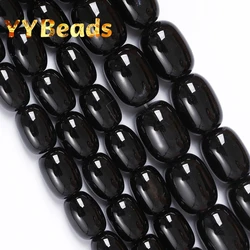 Natural Black Agates Drum Barrel Shape Beads Loose Charm Spacer Beads For Jewelry Making Bracelets Accessories 10x14mm 13x18mm