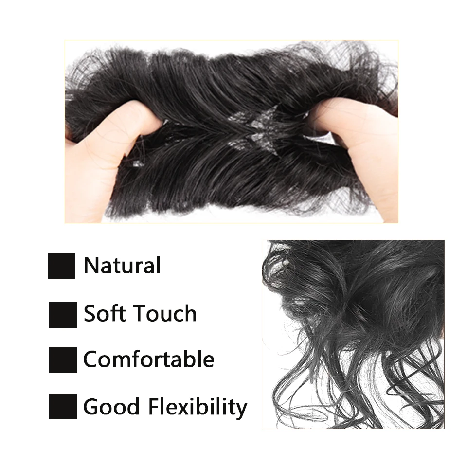 LUPU Moño Sintético Despeinado, Chignon, Rizado, Banda Elástica, Scrunchy, Postizos, para Mujeres, Negro, Marrón 3
