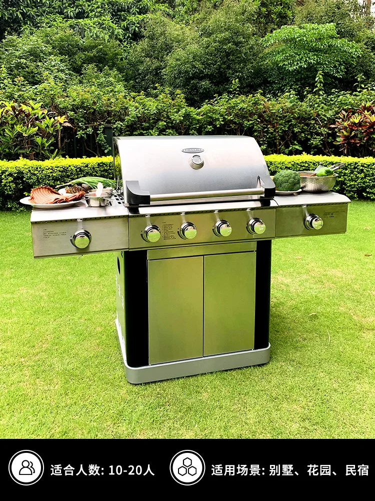 Thickened Stainless Steel Courtyard Gas Grill Household Multifunctional Outdoor Barbecue Grill Villa Grill Large Bbq grill