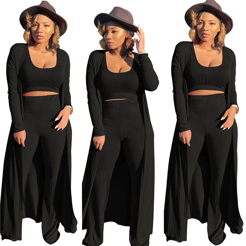 3 piece set women three piece set long sleeve cardigans crop top march pieces sets fall clothes for women 2020 outfits tracksuit