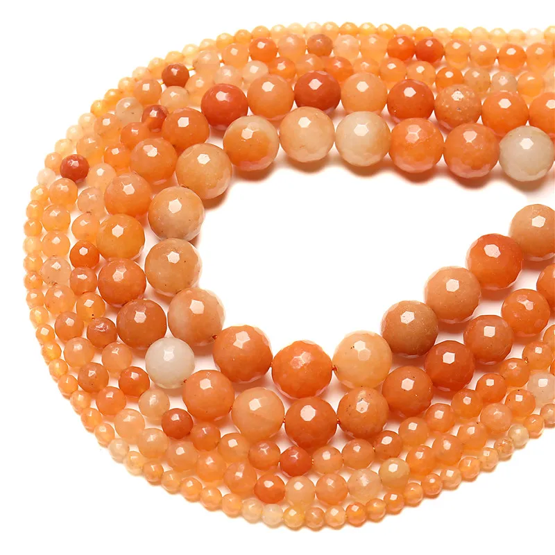 Wholesale for jewellery making Orange Aventurine Beads  Faceted Stone 4/6/8/10/12mm DIY Bracelet Necklace Accessories