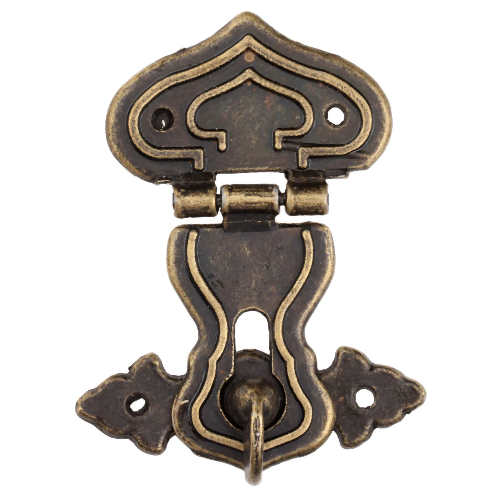 1Pc Vintage Hardware Antique Brass Hasps Decorative Jewelry Gift Wooden Box Hasp Retro Suitcase Latch Hook With Screws 63x47mm