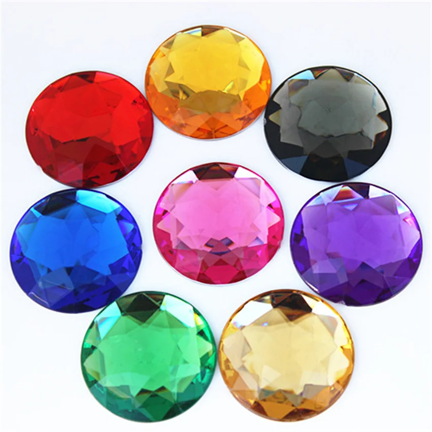 Cong Shao 10szt 30mm Duży okrągły kryształ AB Rhinestone Applique FlatBack Akrylowe klejnoty Duże przezroczyste kamienie DIY Scrapbook Beads ZZ562