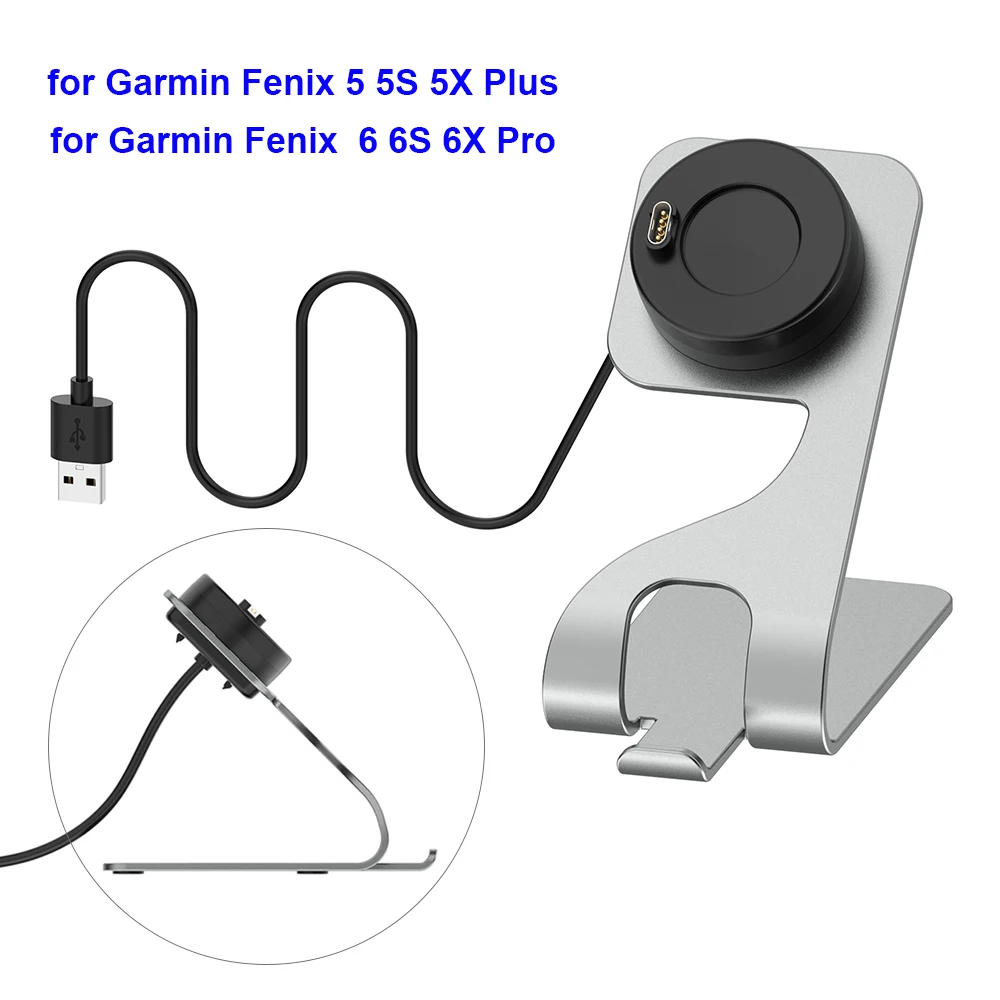 Charger Stand for Garmin Fenix 8 E 7 7X 5 5S 5X 6 6S 6X Pro/ Venu Sq/ instinct 2 Aluminum Charging Dock Station USB Cord Cable