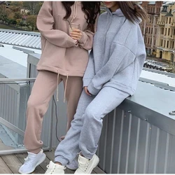 Hot Sale Europe and the United States Spring and Autumn New Fashion Big Pocket Solid Color Sweater Leisure Two-piece Set