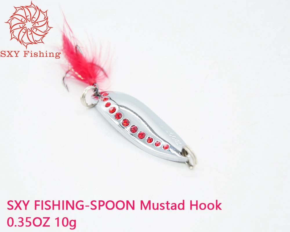 SXY FISHING SPOON Lure fishing Lure SPOON bait 10g Ruby Mustad Hook Fly hook