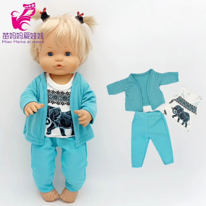 Fit 38 Cm Nenuco Doll Clothes Blue Coat Shirt Pants Ropa Y Su Hermanita Reborn Baby Doll Costumes Kids Gifts