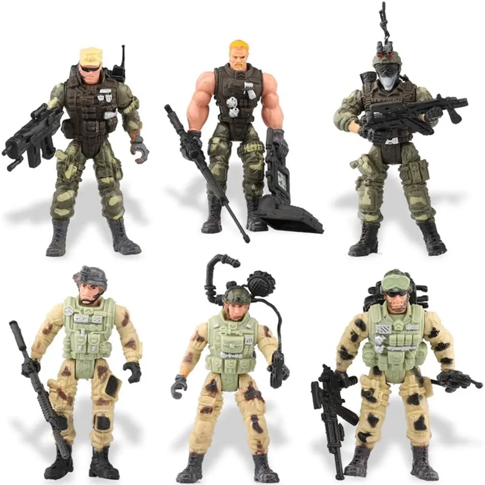 12er Pack Spezial einheiten Armee Kampf Swat Soldat Action figuren mit militärischen Waffen und Zubehör (4 Zoll)