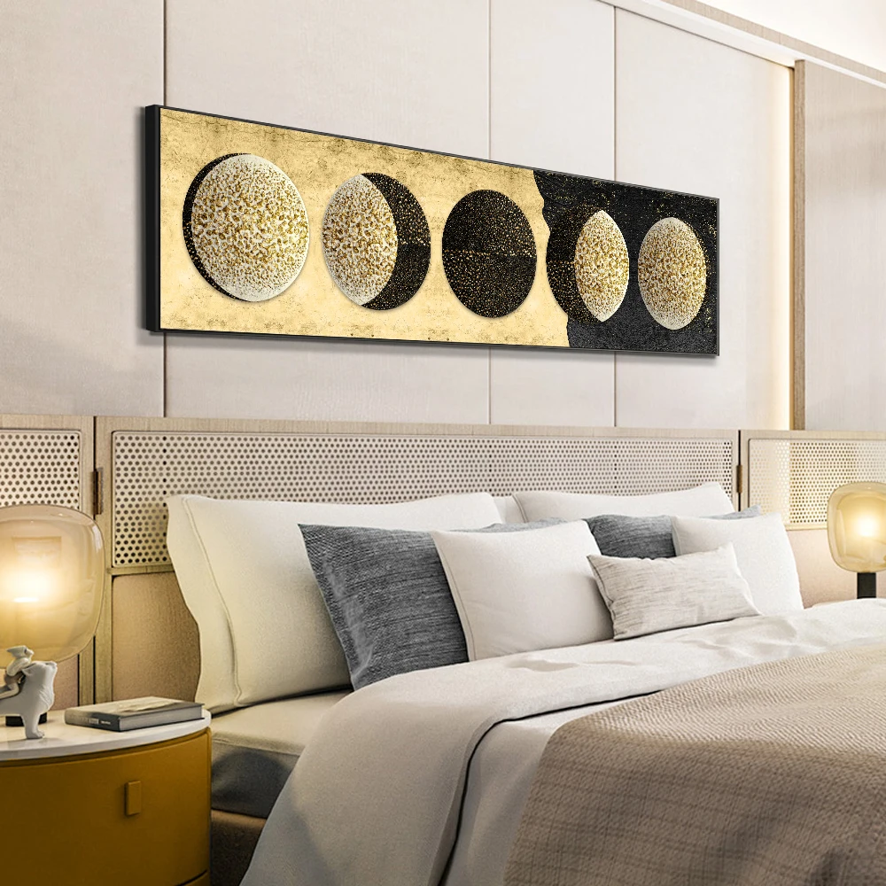 

Abstract Gold Black Moon Eclipse Canvas Painting Posters and Prints Modern Wall Art Pictures for Living Room Cuadros Home Decor