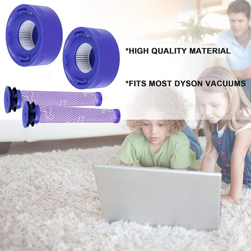 Filter Set For Dyson V7 V8 Absolute Animal Cordless Vacuum Cleaners Vacuums Pre-Filters HEPA Post-Filters Spare Part Replacement