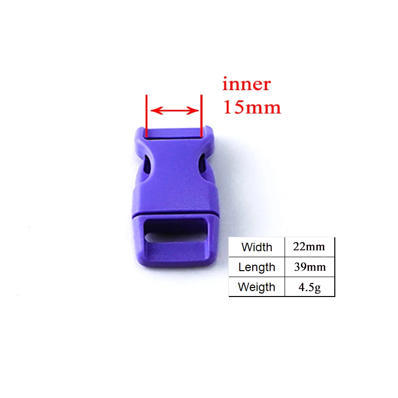 (plastic buckle+Tri-Glid+square keeper+D ring+metal dog clasp/set)High quality lavender 15mm DIY dog collar parts