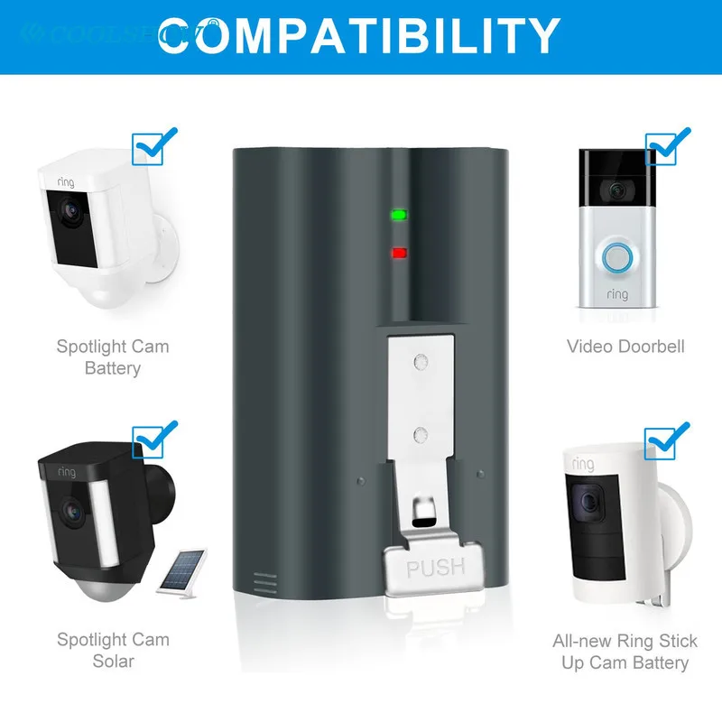 แบตเตอรี่7000Mah สำหรับ Ring Video Doorbell 2,แหวน Stick Up Cam พลังงานแสงอาทิตย์เปลี่ยน V4,วิดีโอ3 Plus แบตเตอรี่