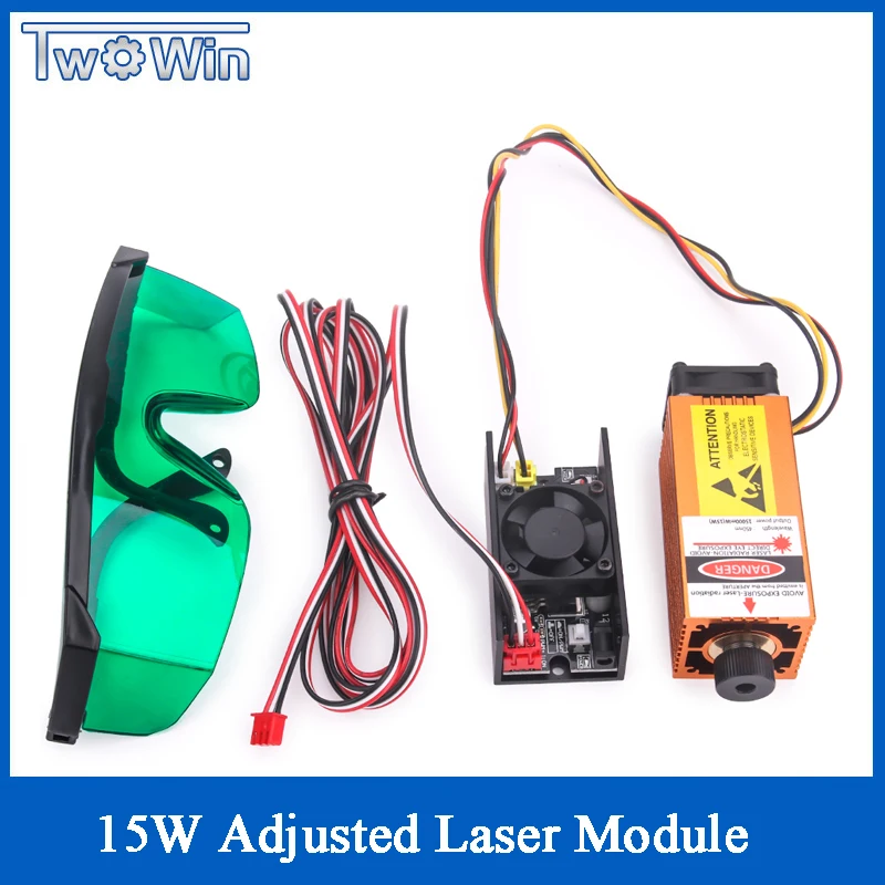 15W Adjusted Focus Blue-Violet Laser Module Engraving Coated Stainless Steel Cutting 3mm Wood 15000mw Carving Engraver Accessory