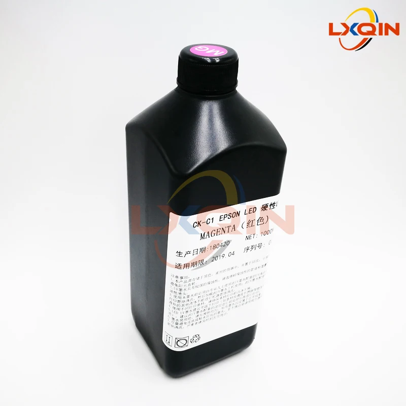 LXQIN 1000ml LED UV Ink for Hard Material for Epson XP600/DX5/DX7 Head for Thunderjet Infiniti Flatbed Inkjet Printer Hard Ink