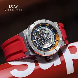 Relogio Masculino Luxury Brand I&W New Automatic Watch Skeleton Men's Watches Sapphire MIYOTA Movement 5bar Sport Watch for Men