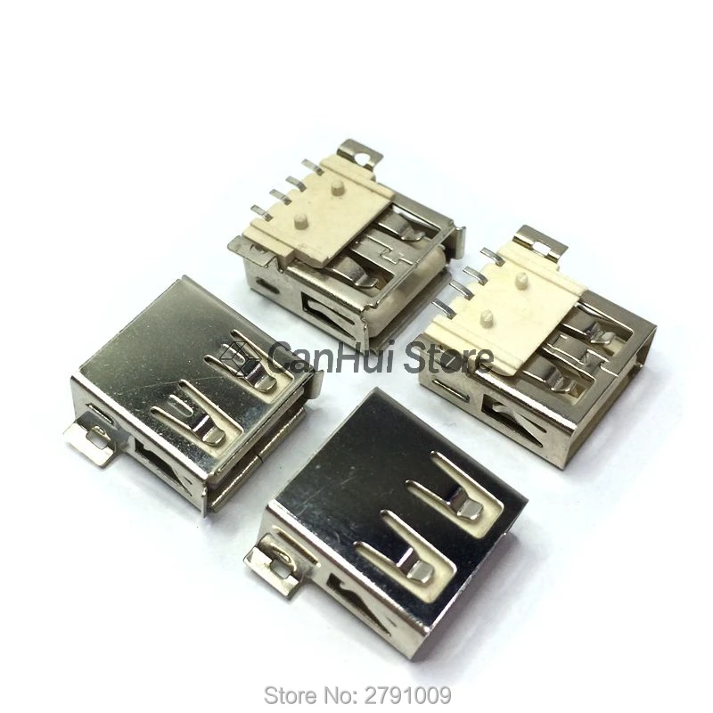 10PCS USB Type A Standard Port Female Solder Jacks Connector PCB Socket USB-A type SMT 4Pin Flat edge/Curling edge