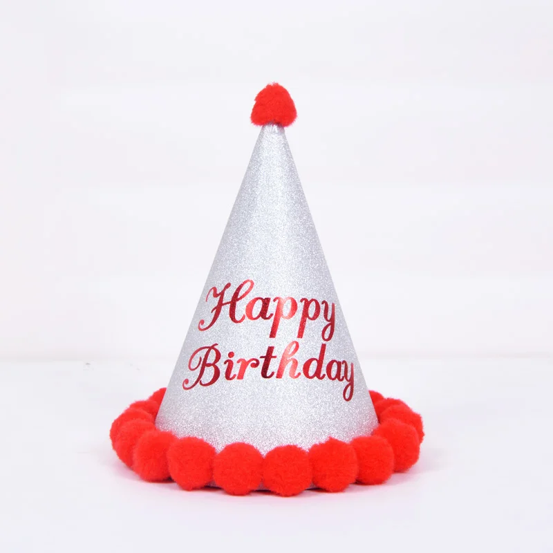 Birthday party decoration hair ball party hat children adult birthday dress up supplies plush ball party birthday hat wholesale