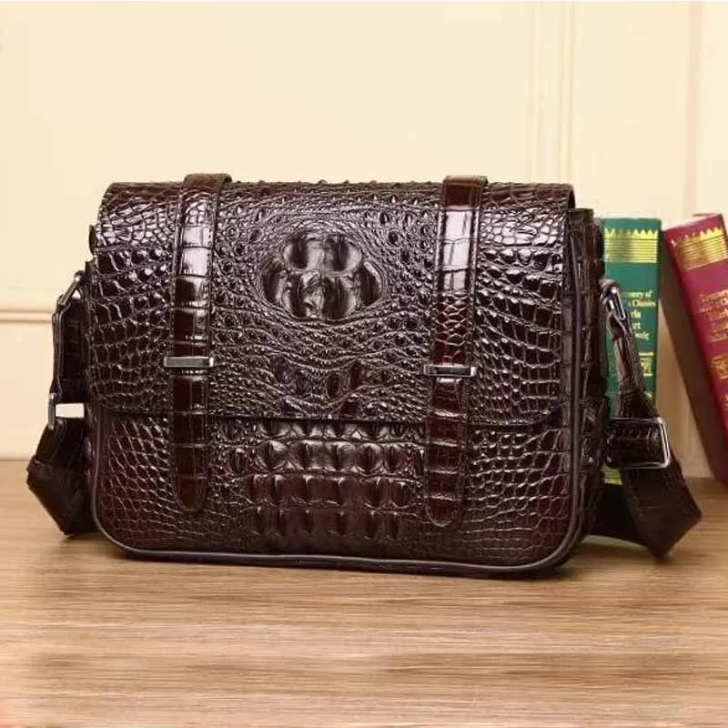 Saco masculino sacos de ombro couro genuíno bolsa de ombro maleta crocodilo padrão bolsa de couro de alta qualidade crossbody sacos