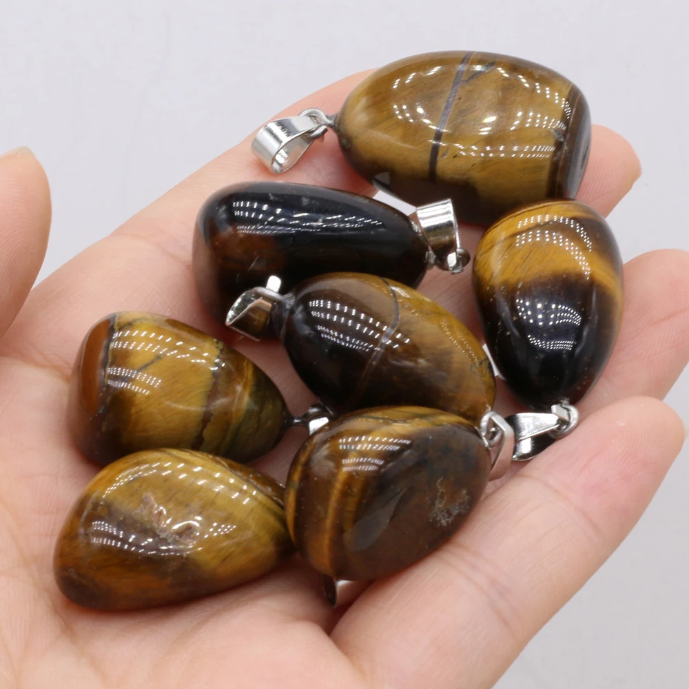 Natural Gem Tiger Eye Stone Irregular Shape Pendant Handmade Crafts DIY Charm Necklace Jewelry Accessories Exquisite Gift Making - Image 3