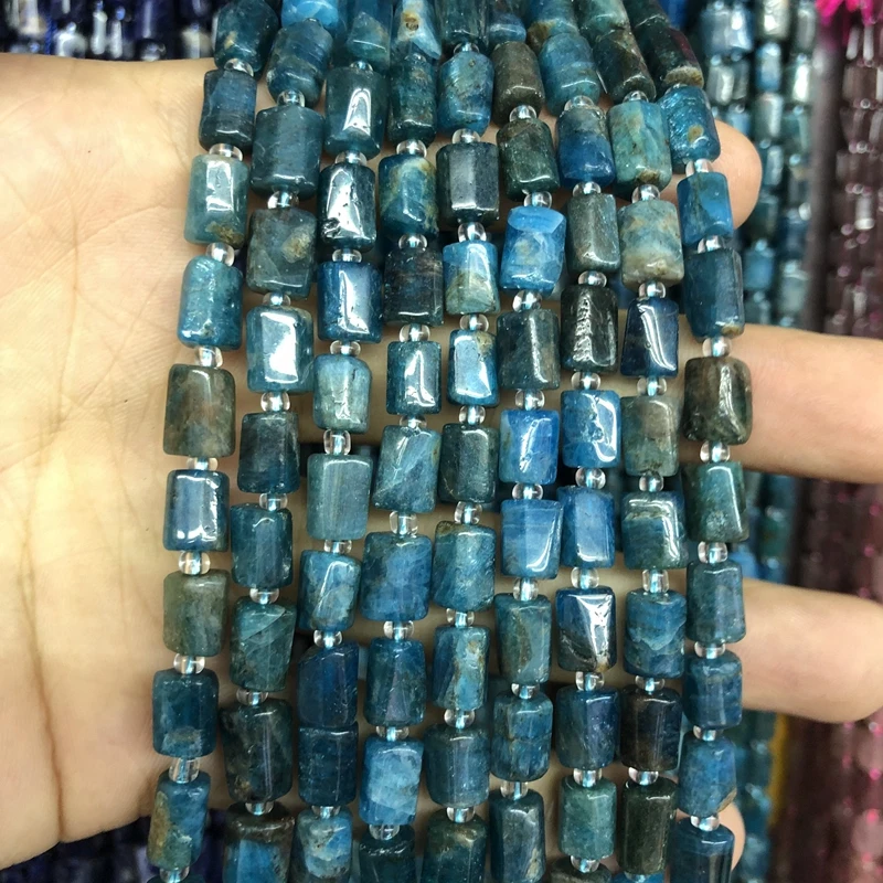 

Wholesale 2strings Natural Apatite Beads,Gem Stone Loose beads,Polished Raw Stone Tube beads for jewelry 15.5"/string