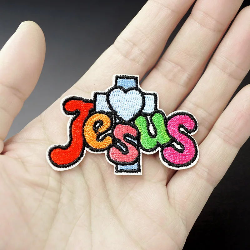 Jesus Size:4.0x6.0cm Patch Badges Embroidered Applique Sewing Iron On Clothes Garment Apparel Accessories