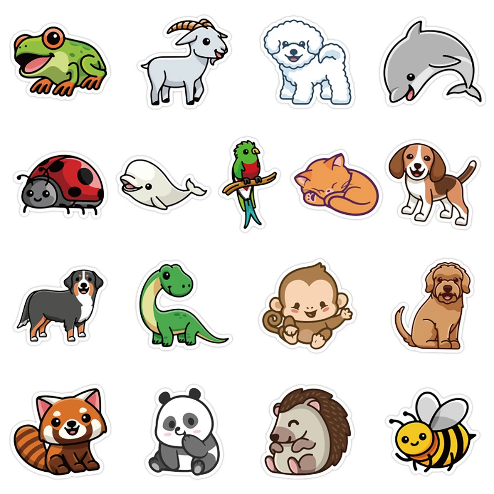 10/30/50PCS Kawaii Animal Cartoon Stickers Skateboard Fridge Phone Guitar Motorcycle Luggage Decal Sticker Fun for Kid Toy