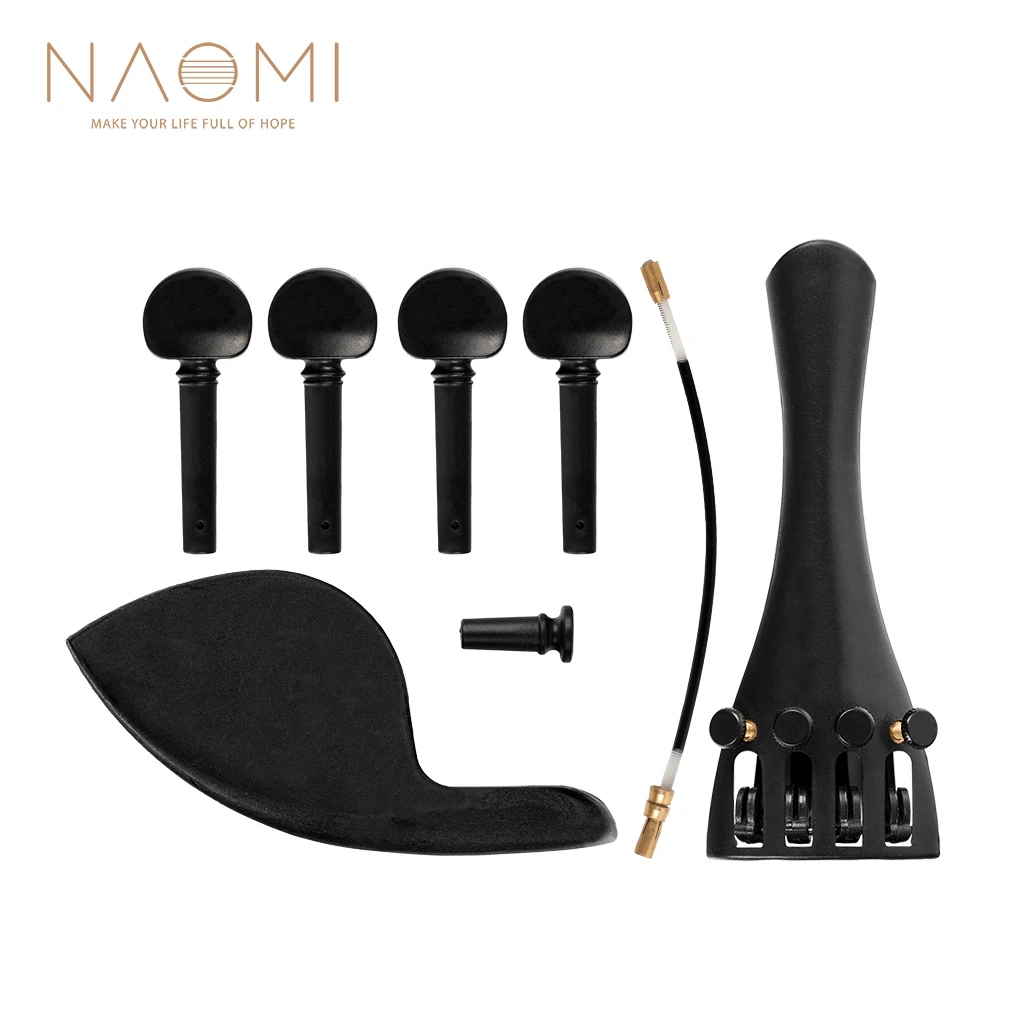 

NAOMI 1Set Plastic Violin Accessories Including Tailpiece+Chinrest+Endpin+Tail Gut+4 Tuning Pegs For 4/4 3/4 1/2 1/4 1/8 Violin