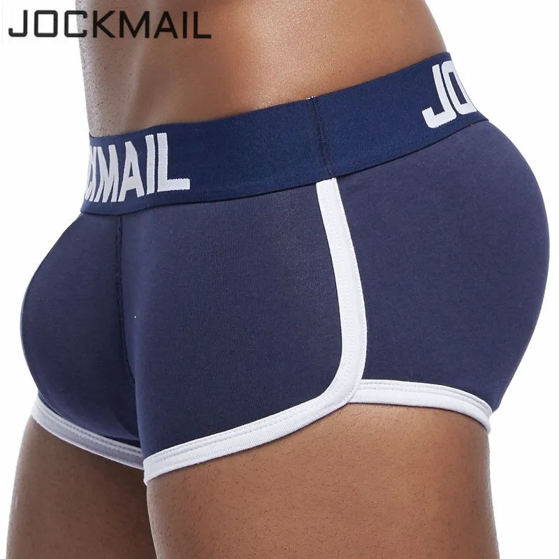 JOCKMAIL Brand Mens Underwear Boxers Trunks with Sexy Gay Penis Pouch Bulge Enhancing Front + Back Double Removable Push Up Cup