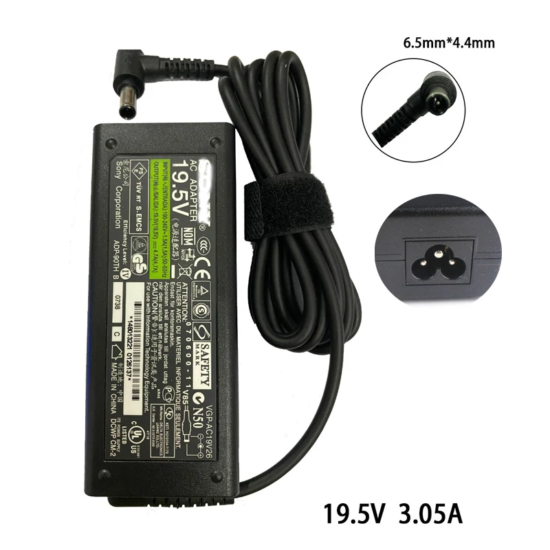 

19.5V 3.05A 6.5*4.4mm Power Charger For Sony ACDP-060S01 KLV-32EX330 LCD TV Adapter