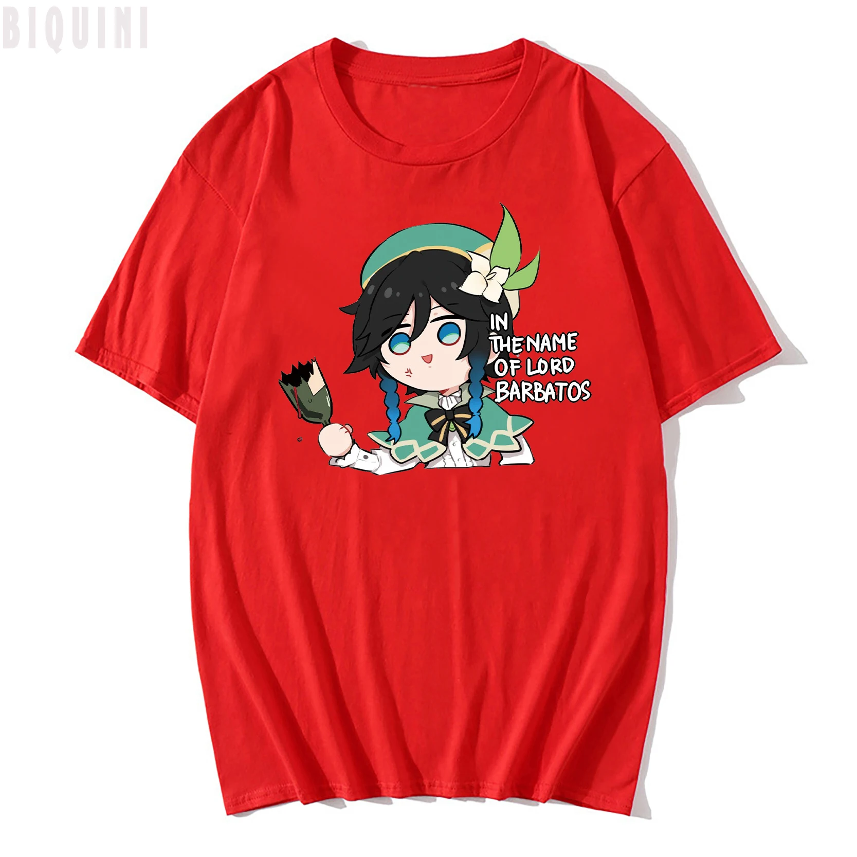 Genshin Impact Venti T Shirts Oversized Kawaii Clothes Women Haraju Tees Funny Print 100% Cotton 2021Summer Short Sleeve Cartoon