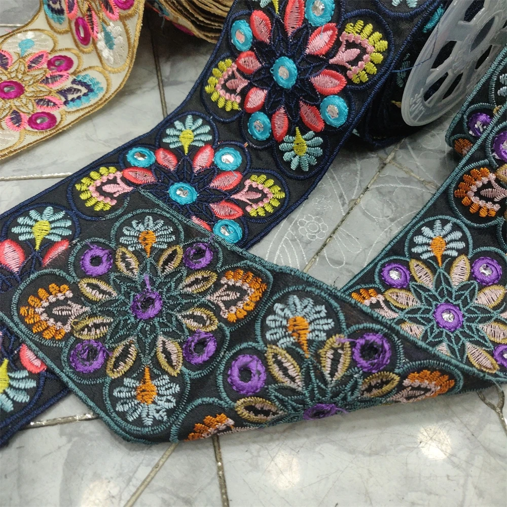 Cintas bordadas de 1 yarda, adornos florales de encaje, ropa de bricolaje, costura suiza para zapatos, bolsos, tocado, artesanía