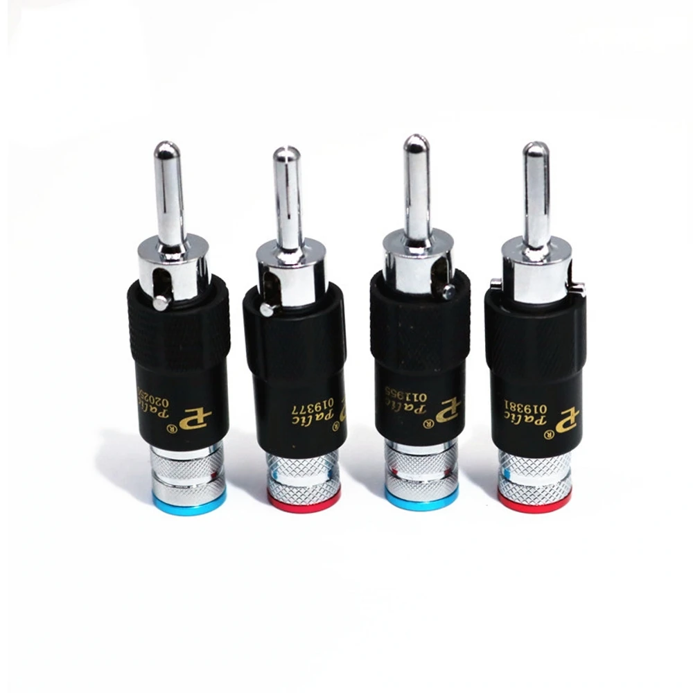 HIFI 4pcs/lot New Brass Banana Plug with Lock Palic Plug Speaker Cable Speaker Amplifier Connector for DIY RCA speaker cable