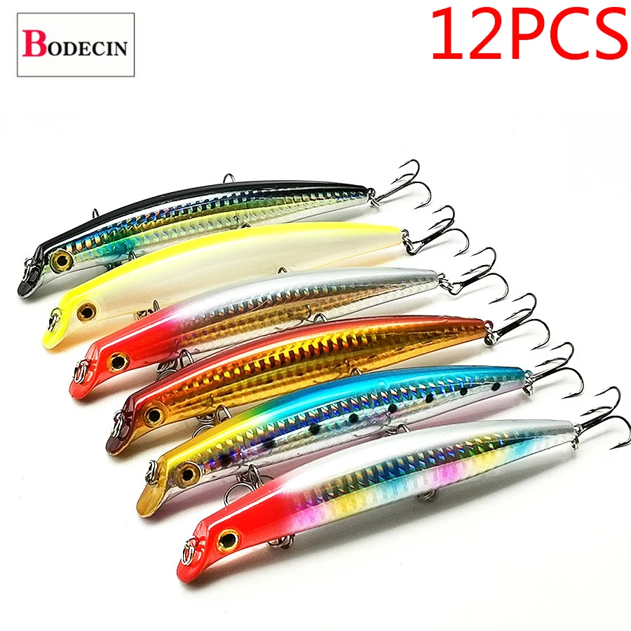 

12 Floating Crankbait Isca Popper Carp/Hard/Laser/Big/Artificial Bait Fish Fishing Tackle/Lure For Trolling/Pike Sea Wobblers