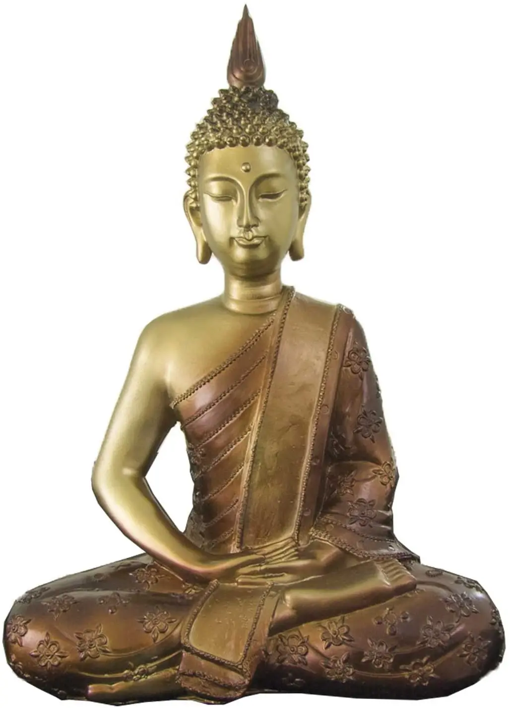 Resin illuminated Buddha figure in gold and brown color | Size: 29x13x40 cm, decorative statues, decoration figures, decorative Buddhas, decorative figures