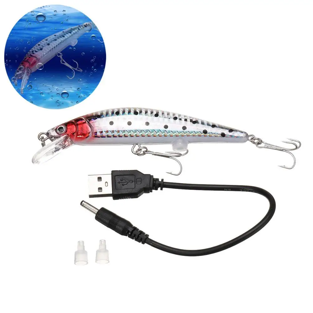 1pc 12.5cm 40g USB Rechargeable Swimbait Twitching LED Fishing Lure Lifelike Hard Bait