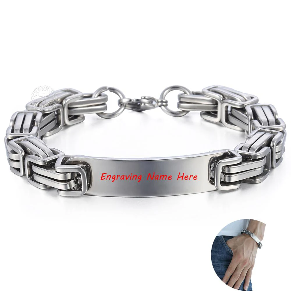 Womens Mens Stainless Steel Bracelet 5/6/10mm Mens Byzantine Box Link Bracelets Black Gold Silver Color LKB566