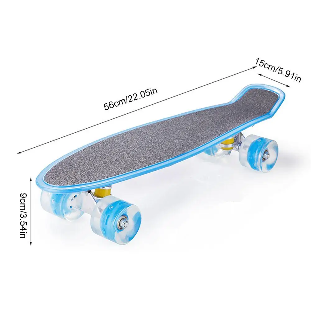 22in Skateboard Cruiser Board Kids  Portable Skateboard with LED Light up Wheels Perfect for Adult Teenagers Outdoor Entertai