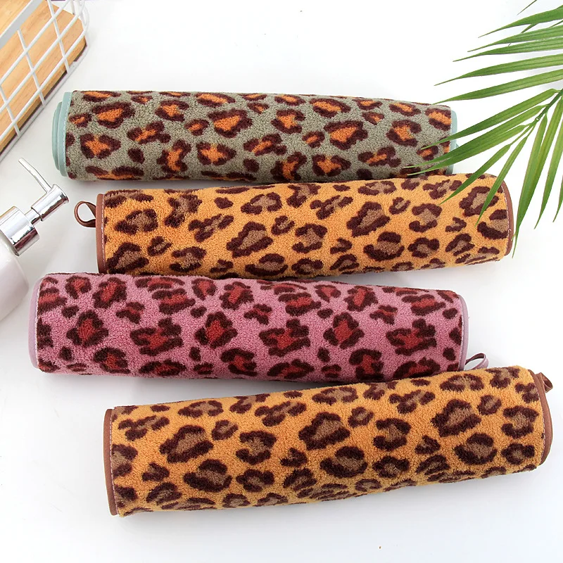 2pcs/set New Leopard Coral Fleece Hand Face Towel Set Soft Comfortable Absorbent Household Adult Facial Wash Towel Bathroom