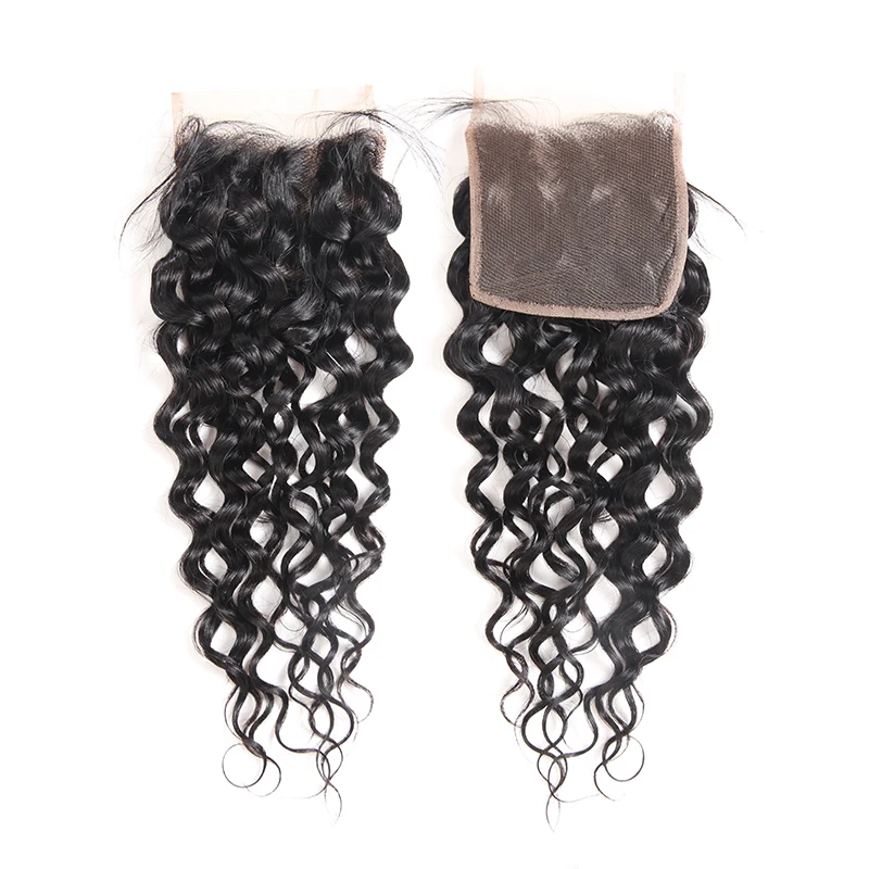 Ali Queen Water Wave Bundles With Closure Brazilian Virgin Hair 3/4pcs Hair Extension Weaves Human Hair Bundles With Frontal