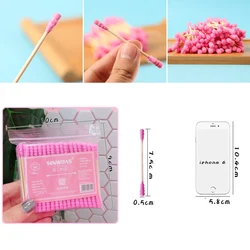 100 Pcs/Pack Pink Double Head Cotton Swab Sticks Female Makeup RemoverCotton Buds Tip For Medical Nose Ears Cleaning 2022