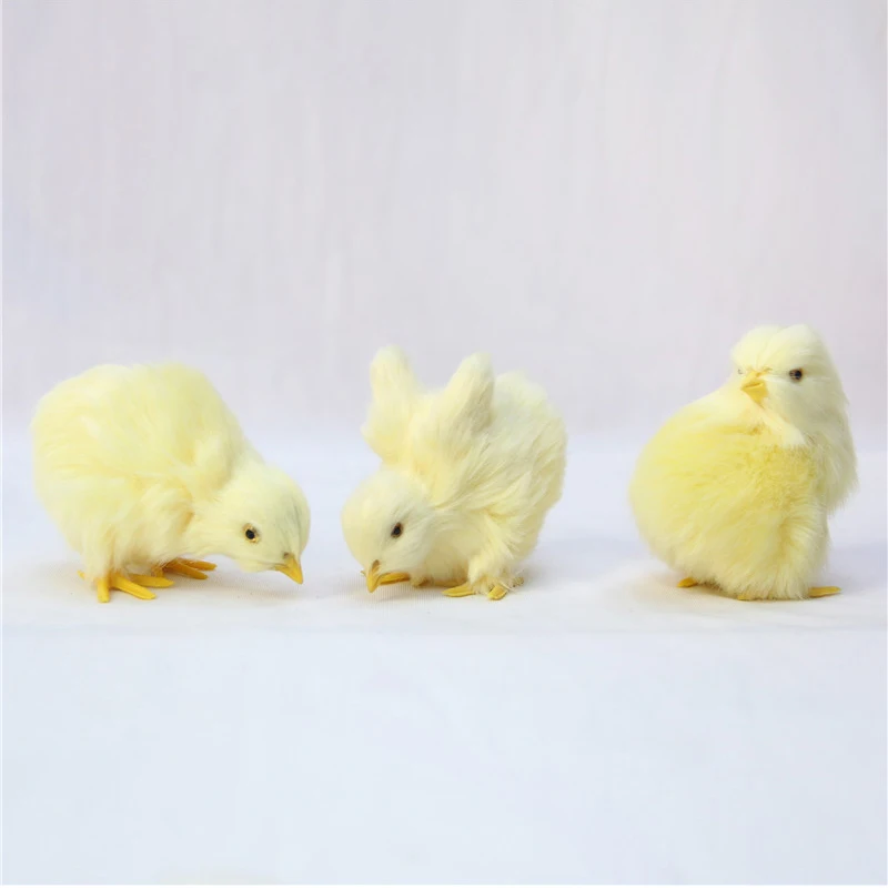 Simulation Lovely Chick Plush Toy Realistic Furry Animal Doll Children Cognition Chicken Model Figurine Chicken Easter Gift Kids