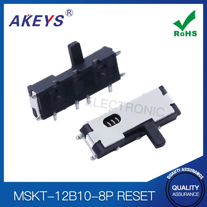 10pcs MSKT-12B10-8P Reset Dial Switch 8 feet Horizontal Patch 2 bands Positioning Post Wave Slide Mini